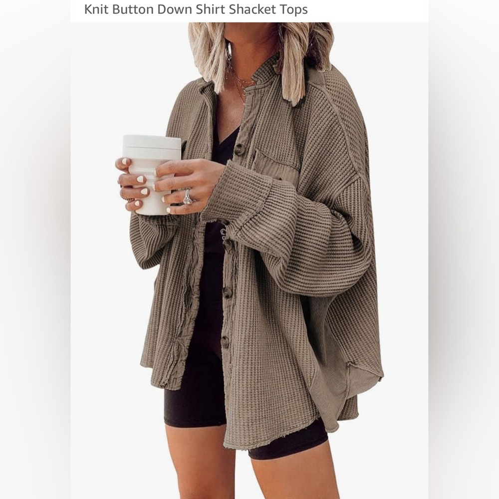 Amazon Button Down Shacket Top - image 1